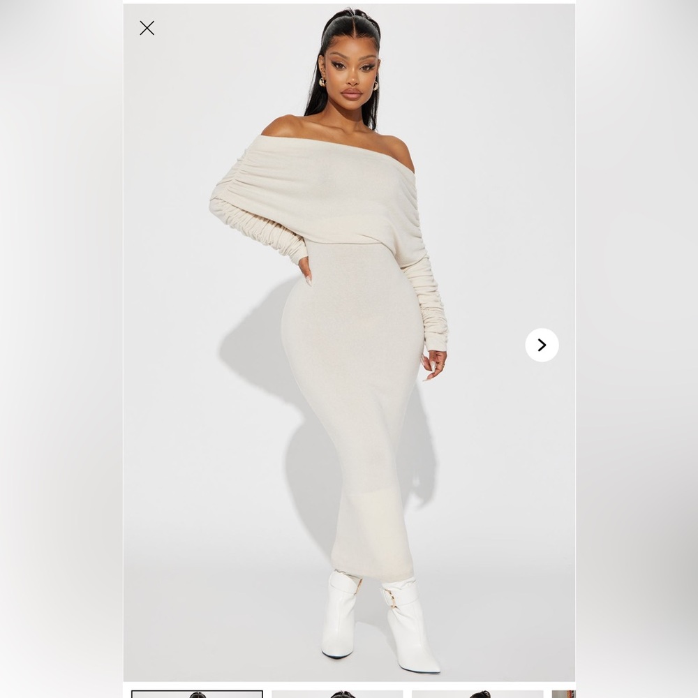 Fashion Nova Cream Ribbed Maxi Skirt